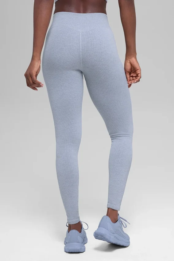 Leggings sin costuras High-Waist con diseño acanalado en dos tonos - Winter Frost Heather