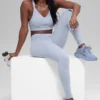 Leggings sin costuras High-Waist con diseño acanalado en dos tonos - Winter Frost Heather