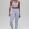 Leggings sin costuras High-Waist con diseño acanalado en dos tonos - Winter Frost Heather