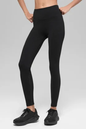 Leggings sin costuras High-Waist con ribete bicolor - Negro