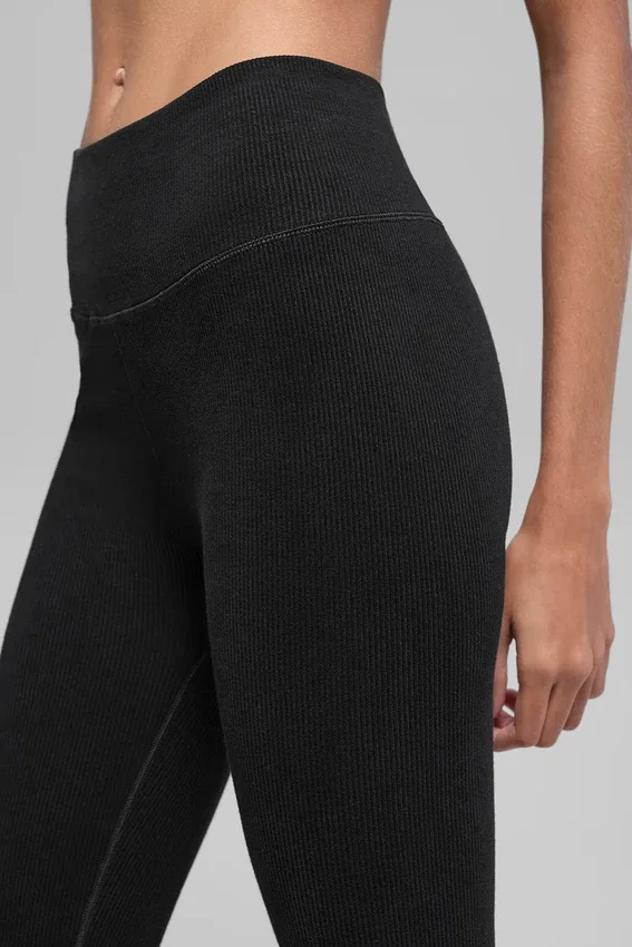 Leggings sin costuras High-Waist con ribete bicolor - Negro