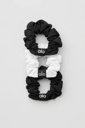 Mini scrunchie Fresh (paquete de 3) - Negro/Blanco