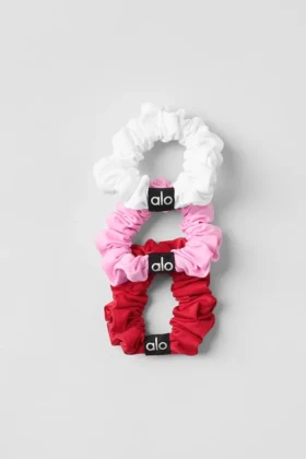 Mini scrunchies Fresh (paquete de 3) - Rojo intenso/Rosa dulce/Blanco