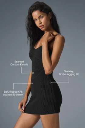 Minivestido de punto estilo denim – Negro/Antracita
