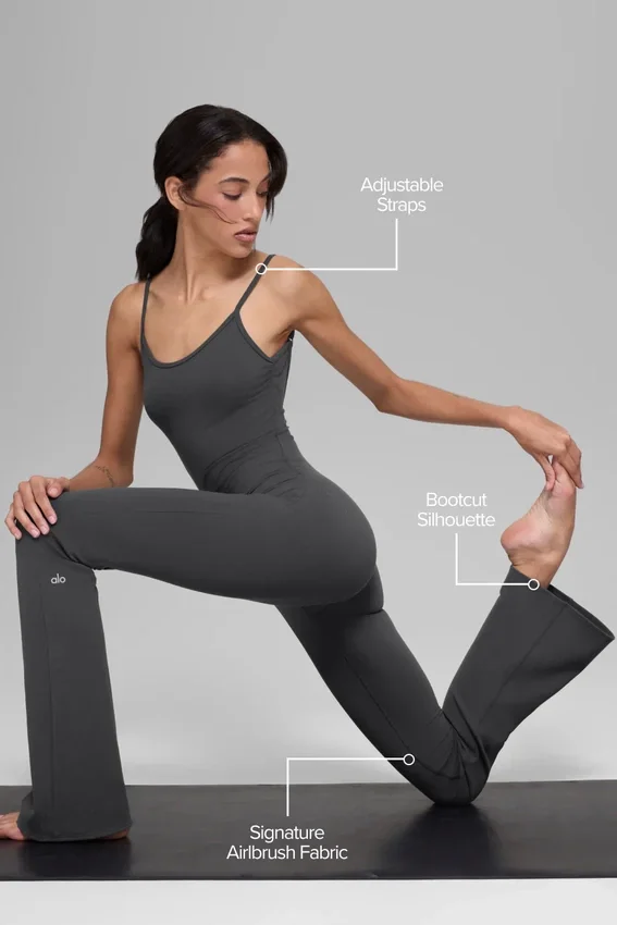 Mono entero «One and Done» de corte acampanado Airbrush - Antracita