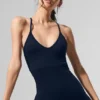 Mono entero sin costuras con diseño acanalado «Favorite» - Azul marino