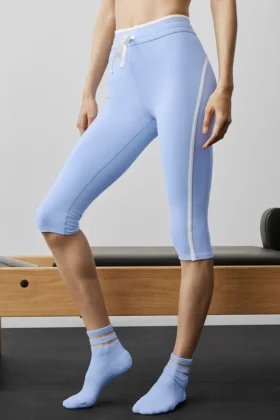 Pantalón capri Airbrush de cintura High-Waist Race Pace – Azul Provenza claro/Blanco