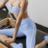 Pantalón capri Airbrush de cintura High-Waist Race Pace - Azul Provenza claro/Blanco