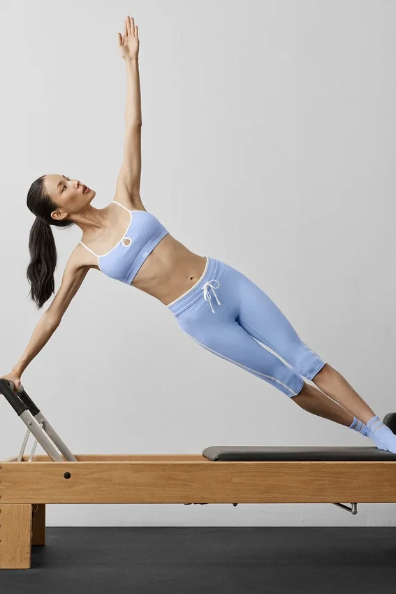 Pantalón capri Airbrush de cintura High-Waist Race Pace - Azul Provenza claro/Blanco