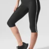 Pantalón capri High-Waist Airlift de corte súper elegante con contraste - Negro/Blanco