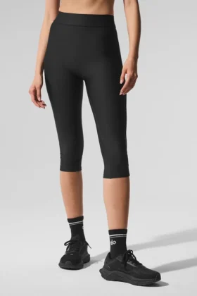 Pantalón capri High-Waist Airlift Mesh Just Right — Negro