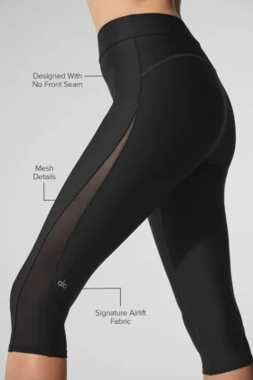 Pantalón capri High-Waist Airlift Mesh Just Right — Negro