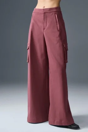 Pantalón cargo de pierna ancha (largo) - Burdeos trufado
