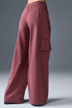 Pantalón cargo de pierna ancha (largo) – Burdeos trufado