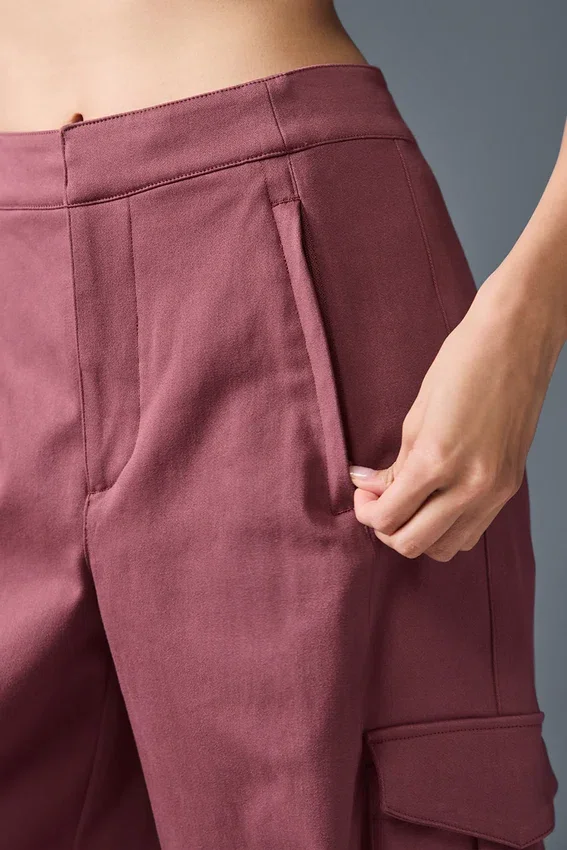 Pantalón cargo de pierna ancha (largo) - Burdeos trufado