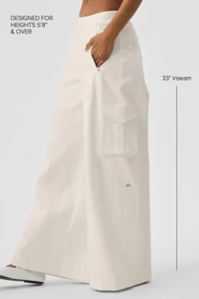 Pantalón cargo de pierna ancha (largo) – Marfil