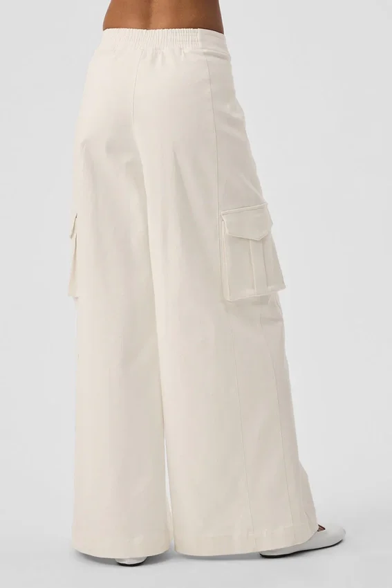 Pantalón cargo de pierna ancha (largo) - Marfil