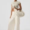 Pantalón cargo de pierna ancha (largo) - Marfil