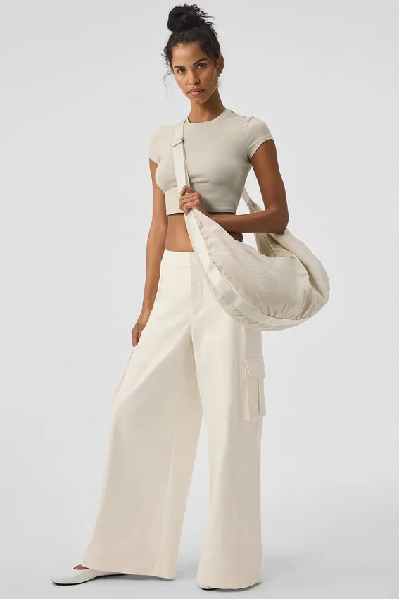 Pantalón cargo de pierna ancha (largo) - Marfil