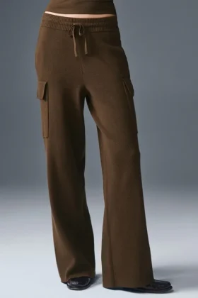 Pantalón cargo de punto High-Waist Scholar - Espresso