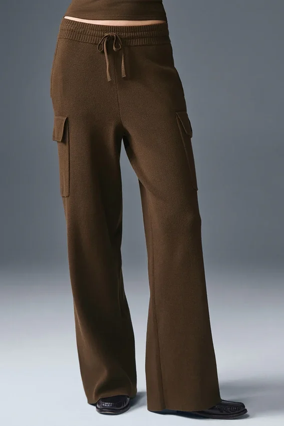 Pantalón cargo de punto High-Waist Scholar - Espresso