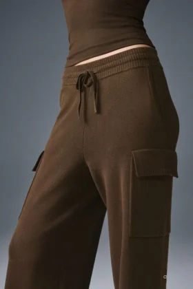 Pantalón cargo de punto High-Waist Scholar – Espresso