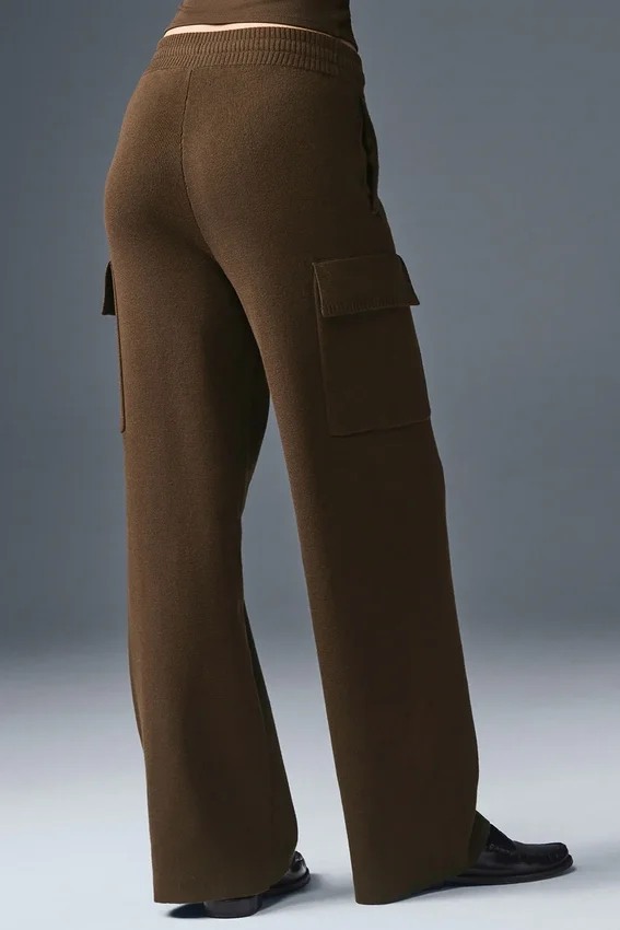Pantalón cargo de punto High-Waist Scholar - Espresso