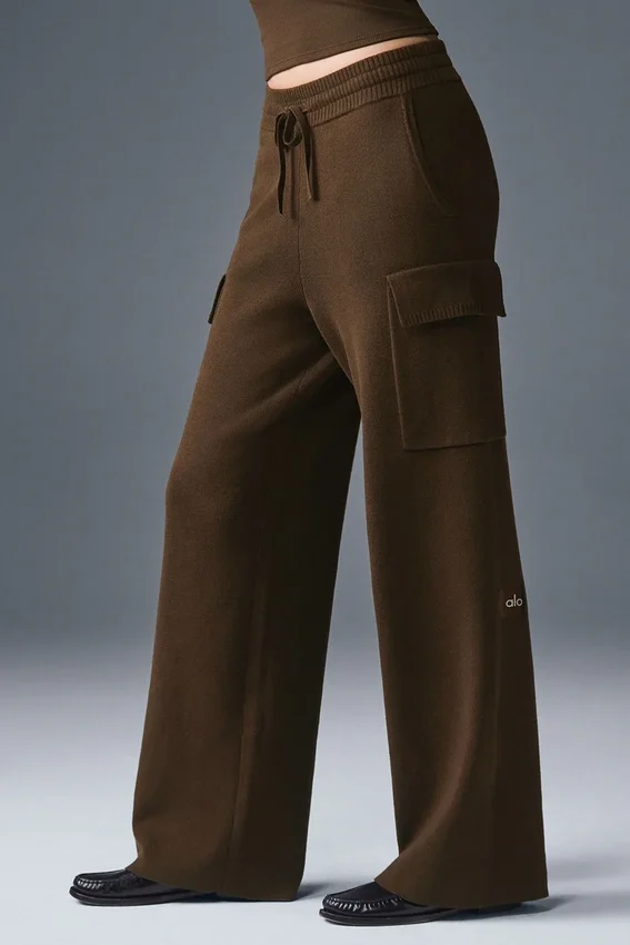 Pantalón cargo de punto High-Waist Scholar - Espresso
