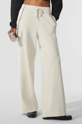 Pantalón cargo de punto High-Waist Scholar - Marfil