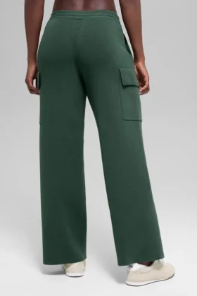 Pantalón cargo de punto High-Waist Scholar – Verde trébol