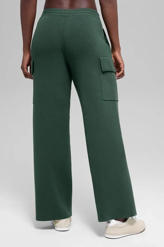 Pantalón cargo de punto High-Waist Scholar - Verde trébol