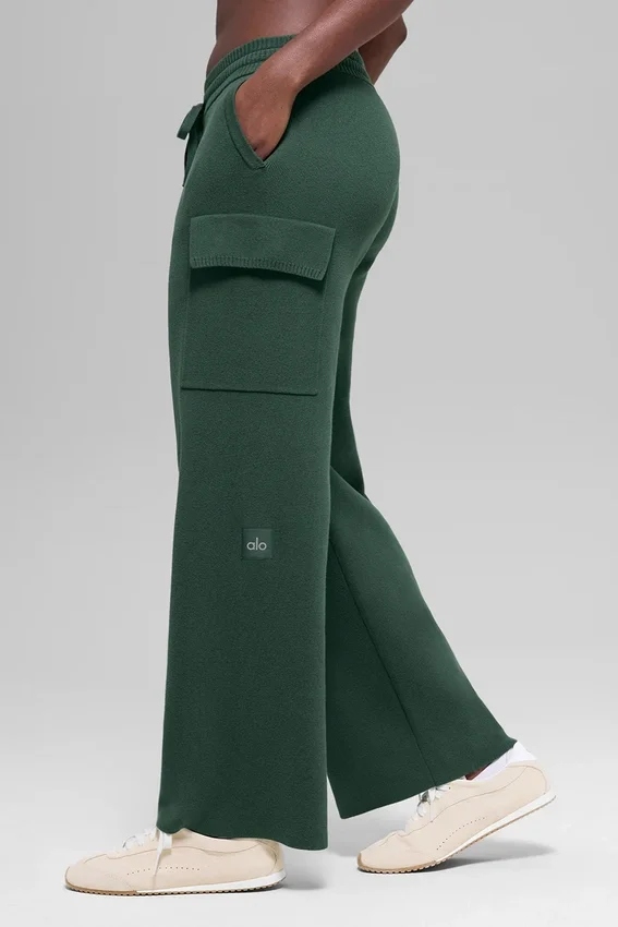 Pantalón cargo de punto High-Waist Scholar - Verde trébol