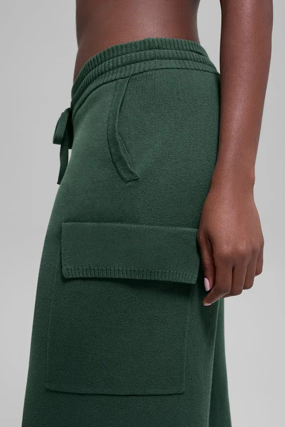 Pantalón cargo de punto High-Waist Scholar - Verde trébol