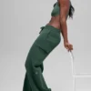 Pantalón cargo de punto High-Waist Scholar - Verde trébol