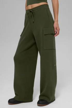 Pantalón cargo de punto High-Waist - Verde oliva