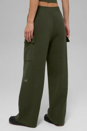 Pantalón cargo de punto High-Waist – Verde oliva