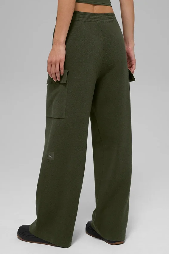 Pantalón cargo de punto High-Waist - Verde oliva
