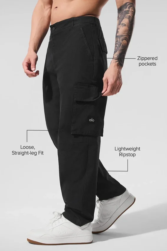 Pantalón cargo de tela ripstop - Negro