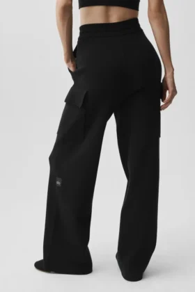 Pantalón cargo High-Waist de punto Scholar – Negro