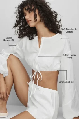 Pantalón corto de algodón con manga larga Real Deal – Blanco