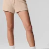 Pantalón corto de cachemira High-Waist con tejido de panal mullido - Macadamia Blush