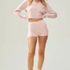 Pantalón corto de cachemira High-Waist Embrace - Rosa escarchado
