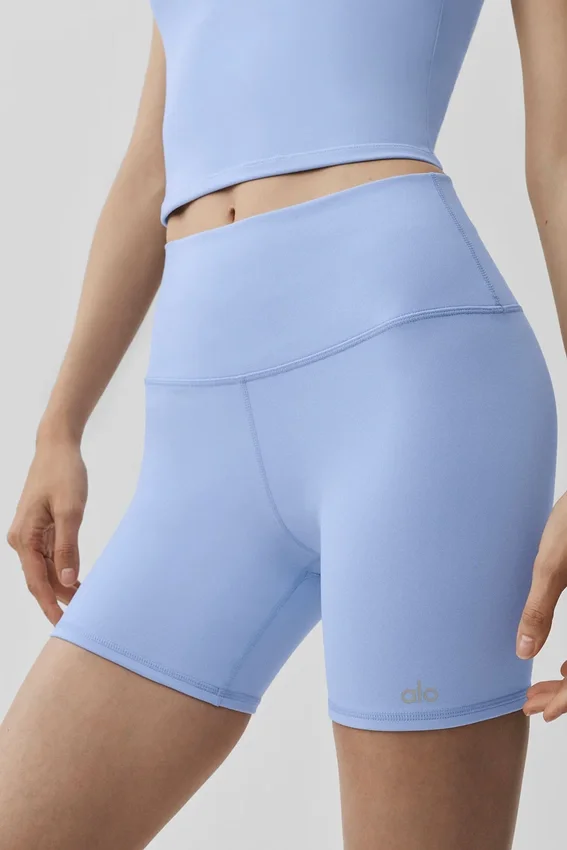 Pantalón corto de ciclista High-Waist Airbrush de 5" - Azul Provenza claro