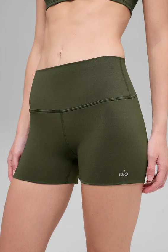 Pantalón corto de compresión High-Waist Alo Softsculpt de 3" - Verde oliva