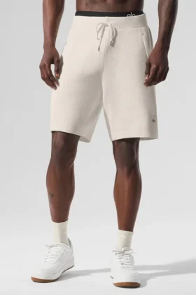 Pantalón corto de punto tipo jersé Sports Club de 7" - Marfil