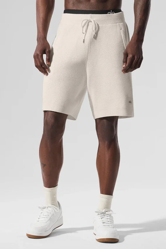 Pantalón corto de punto tipo jersé Sports Club de 7" - Marfil