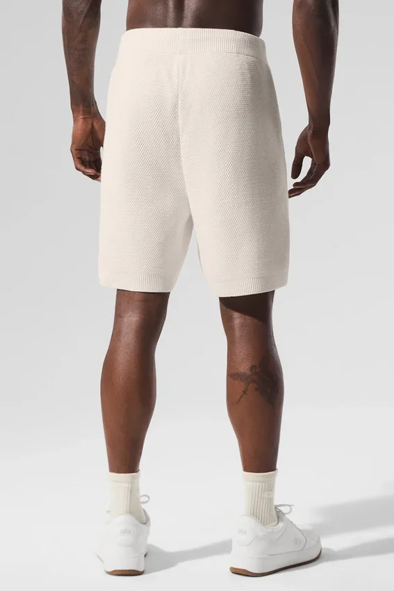 Pantalón corto de punto tipo jersé Sports Club de 7" - Marfil