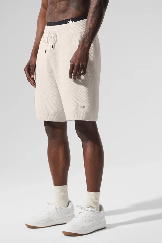 Pantalón corto de punto tipo jersé Sports Club de 7" - Marfil