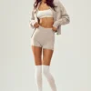 Pantalón corto Embrace de cachemira High-Waist - Oat Heather