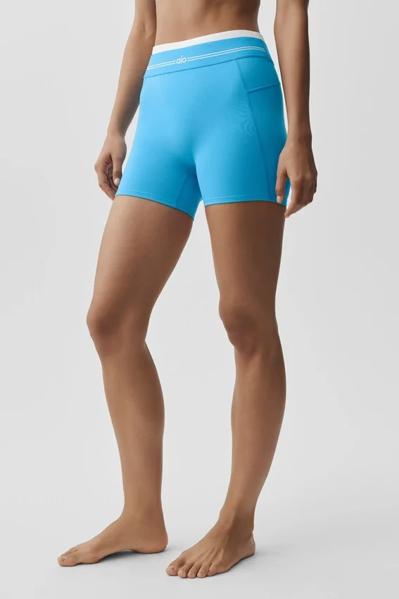 Pantalón corto High-Waist Airbrush «Better Together» - Azul celeste/Blanco